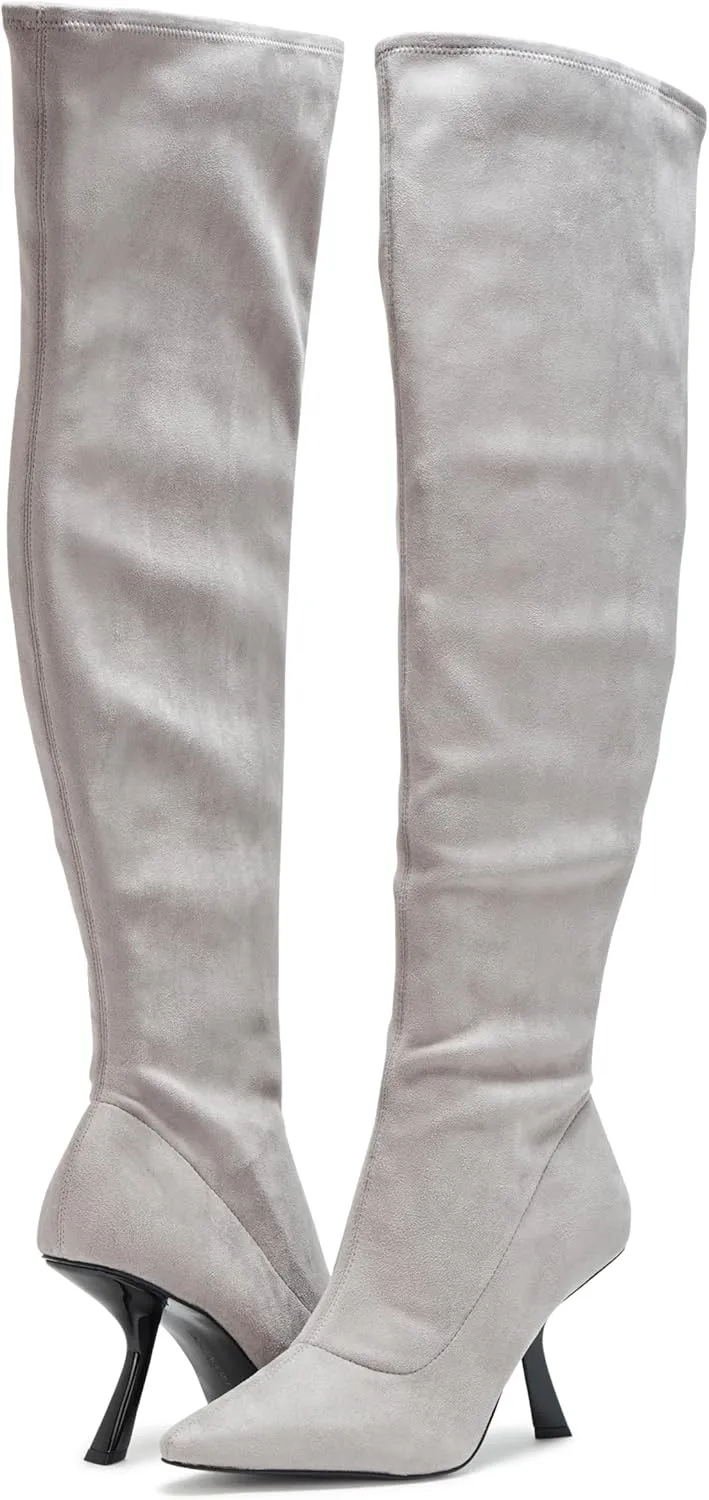 KARL LAGERFELD Women's Kian Everyday Heeled Bootie Over-The-Knee Boot