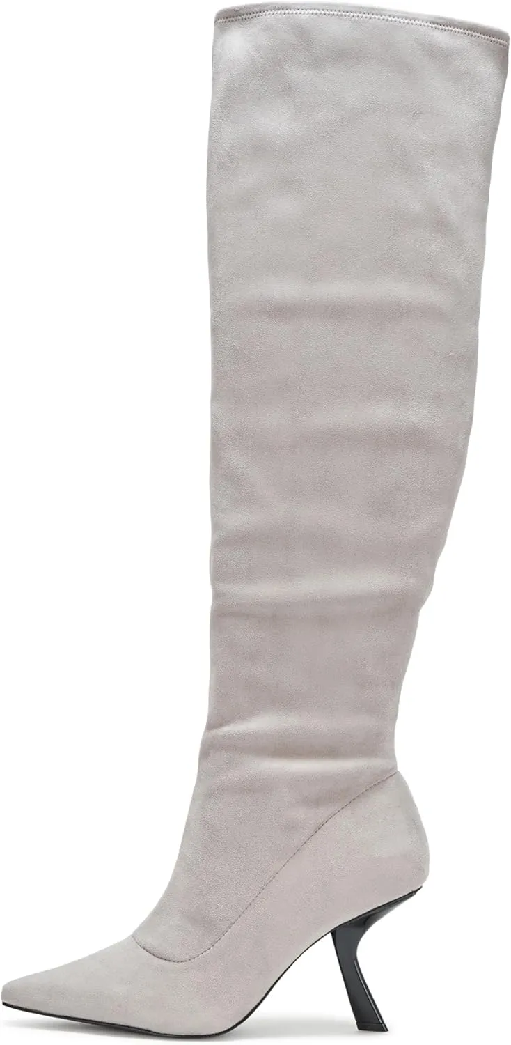 KARL LAGERFELD Women's Kian Everyday Heeled Bootie Over-The-Knee Boot