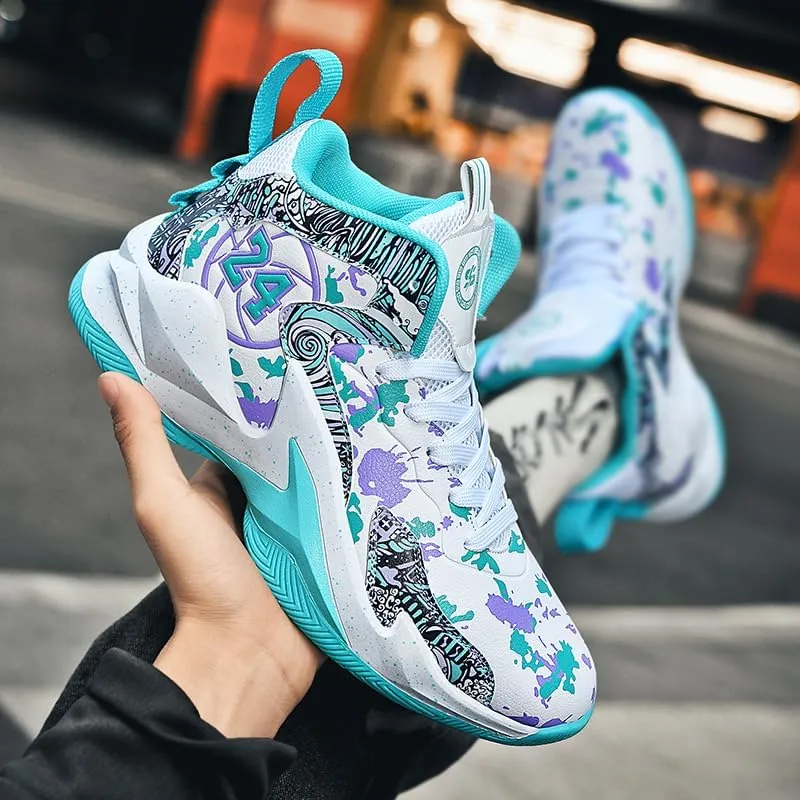 Kids Basketball Shoes, Leather Trendy Casual Sports Basketball Shoes Breathable Comfortable Boys Sneakers for Little Kids/Big Kids and Adult