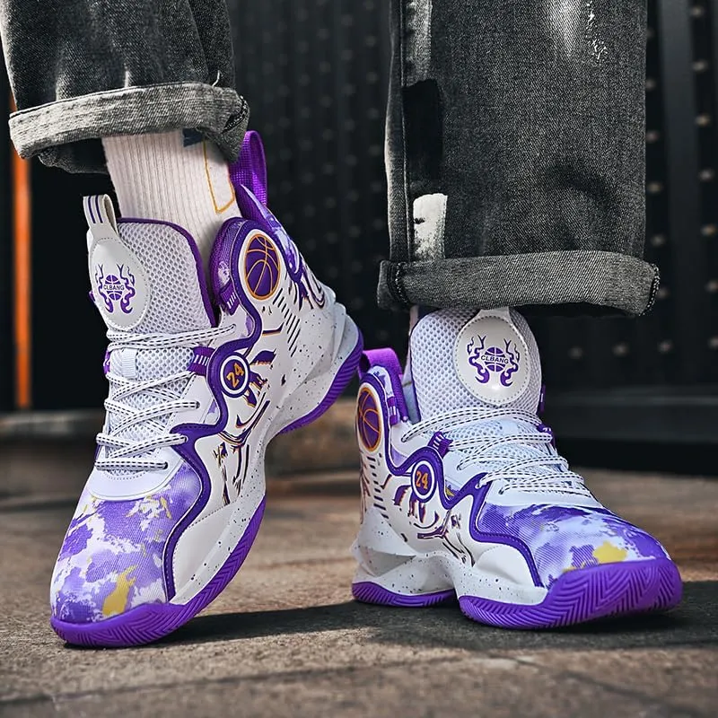 Kids Basketball Shoes, Leather Trendy Casual Sports Basketball Shoes Breathable Comfortable Boys Sneakers for Little Kids/Big Kids and Adult