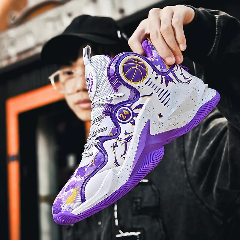 Kids Basketball Shoes, Leather Trendy Casual Sports Basketball Shoes Breathable Comfortable Boys Sneakers for Little Kids/Big Kids and Adult