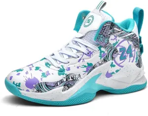 Kids Basketball Shoes, Leather Trendy Casual Sports Basketball Shoes Breathable Comfortable Boys Sneakers for Little Kids/Big Kids and Adult