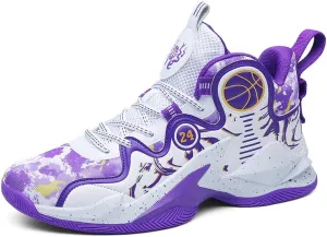 Kids Basketball Shoes, Leather Trendy Casual Sports Basketball Shoes Breathable Comfortable Boys Sneakers for Little Kids/Big Kids and Adult
