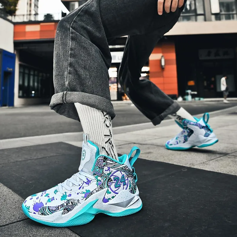 Kids Basketball Shoes, Leather Trendy Casual Sports Basketball Shoes Breathable Comfortable Boys Sneakers for Little Kids/Big Kids and Adult