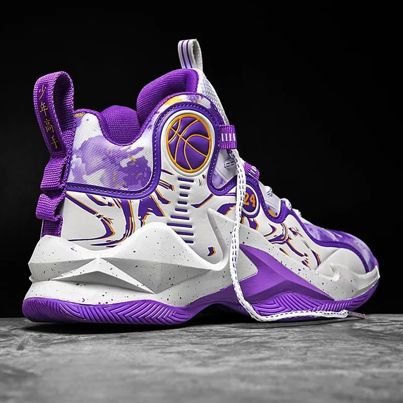 Kids Basketball Shoes, Leather Trendy Casual Sports Basketball Shoes Breathable Comfortable Boys Sneakers for Little Kids/Big Kids and Adult