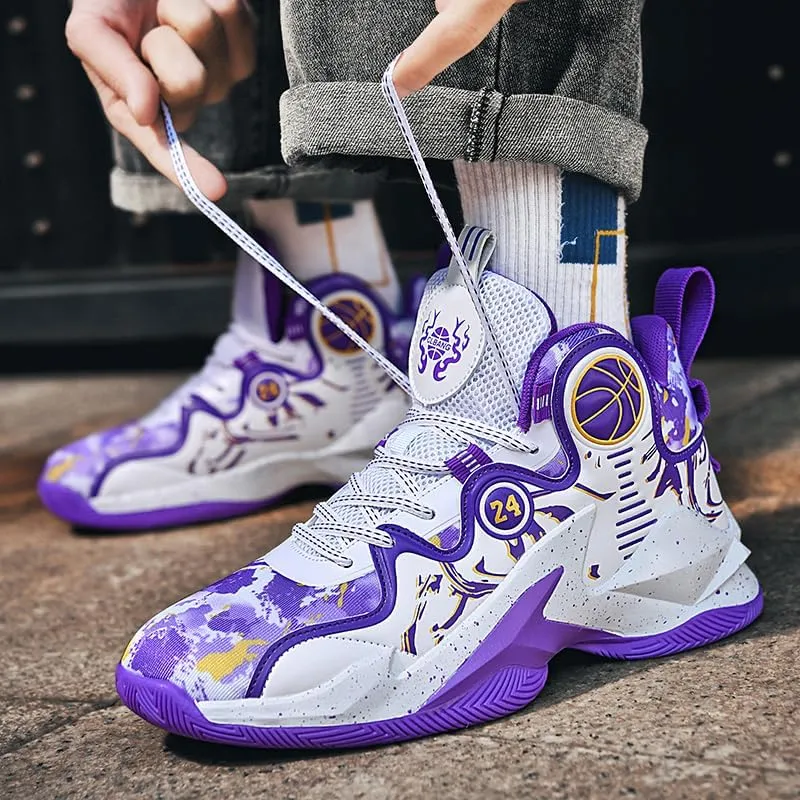 Kids Basketball Shoes, Leather Trendy Casual Sports Basketball Shoes Breathable Comfortable Boys Sneakers for Little Kids/Big Kids and Adult