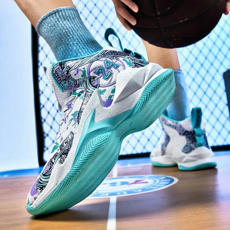 Kids Basketball Shoes, Leather Trendy Casual Sports Basketball Shoes Breathable Comfortable Boys Sneakers for Little Kids/Big Kids and Adult