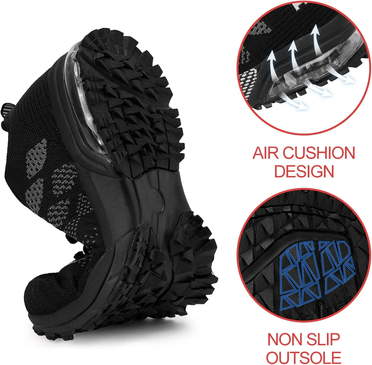 KPP Running Shoes, Black/Purple, Breathable Mesh, Cushioning