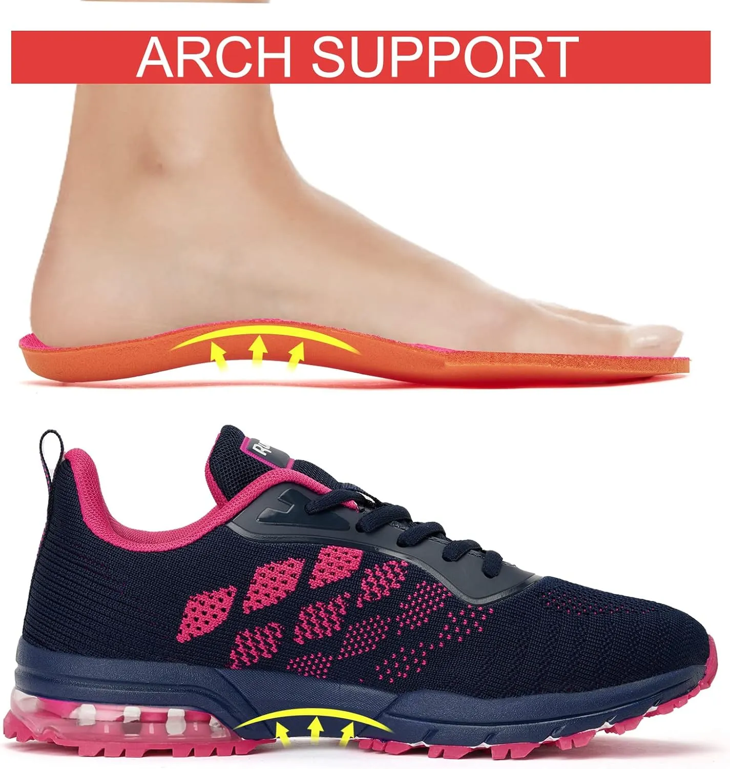KPP Running Shoes, Black/Purple, Breathable Mesh, Cushioning