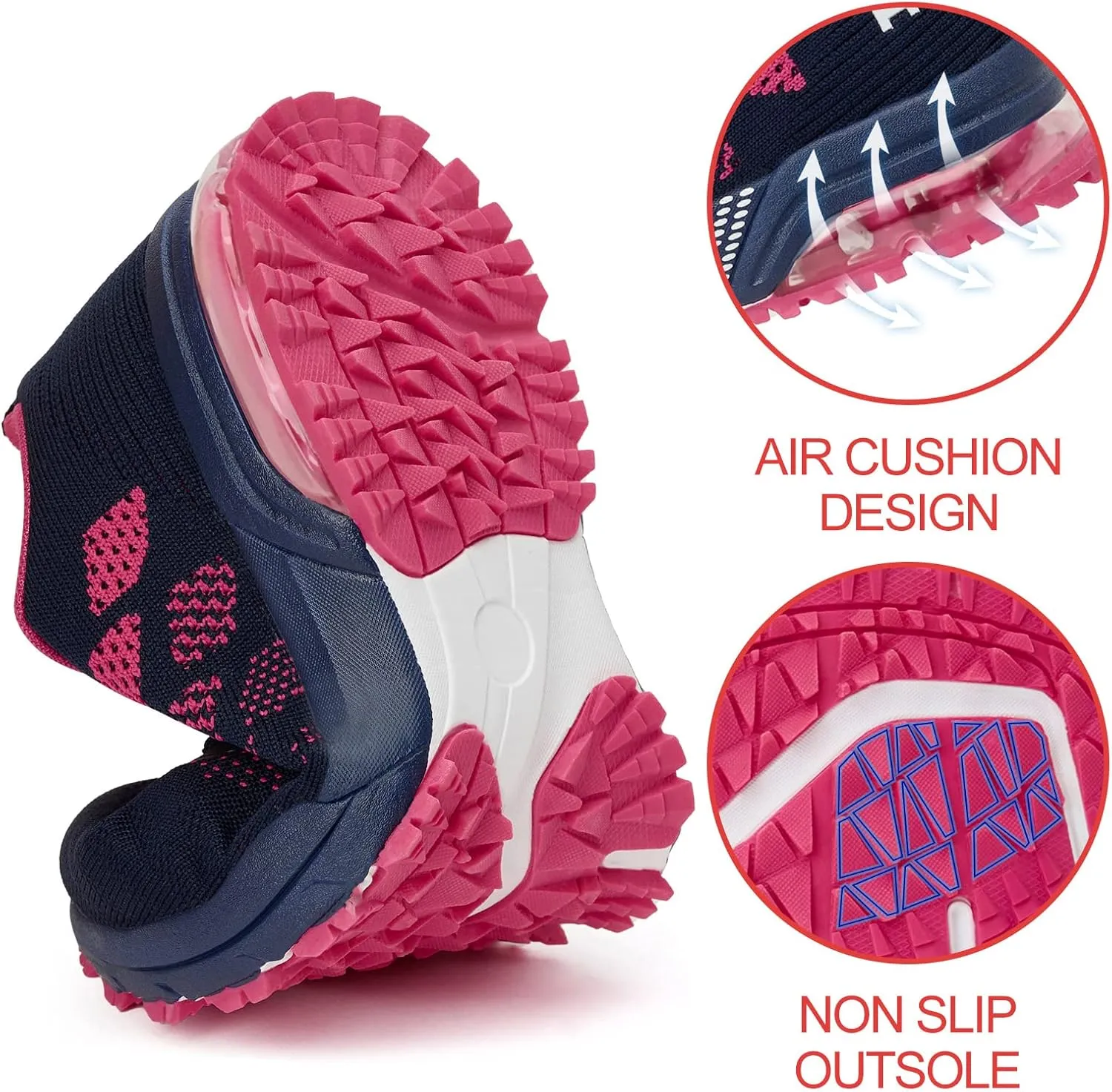KPP Running Shoes, Black/Purple, Breathable Mesh, Cushioning