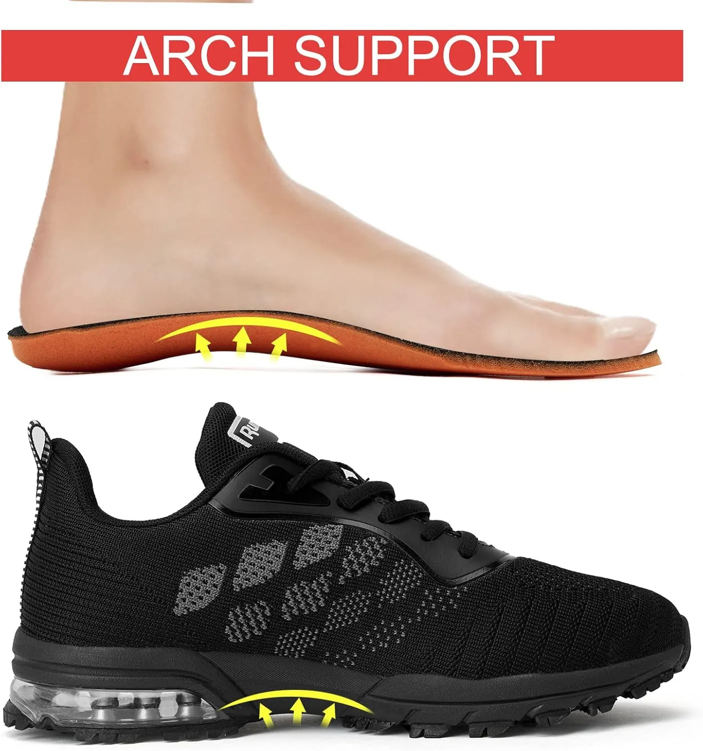 KPP Running Shoes, Black/Purple, Breathable Mesh, Cushioning
