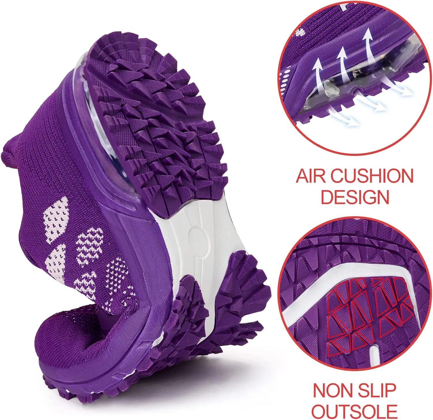 KPP Running Shoes, Black/Purple, Breathable Mesh, Cushioning