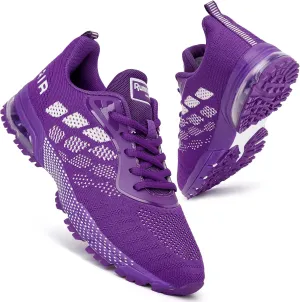 KPP Running Shoes, Black/Purple, Breathable Mesh, Cushioning