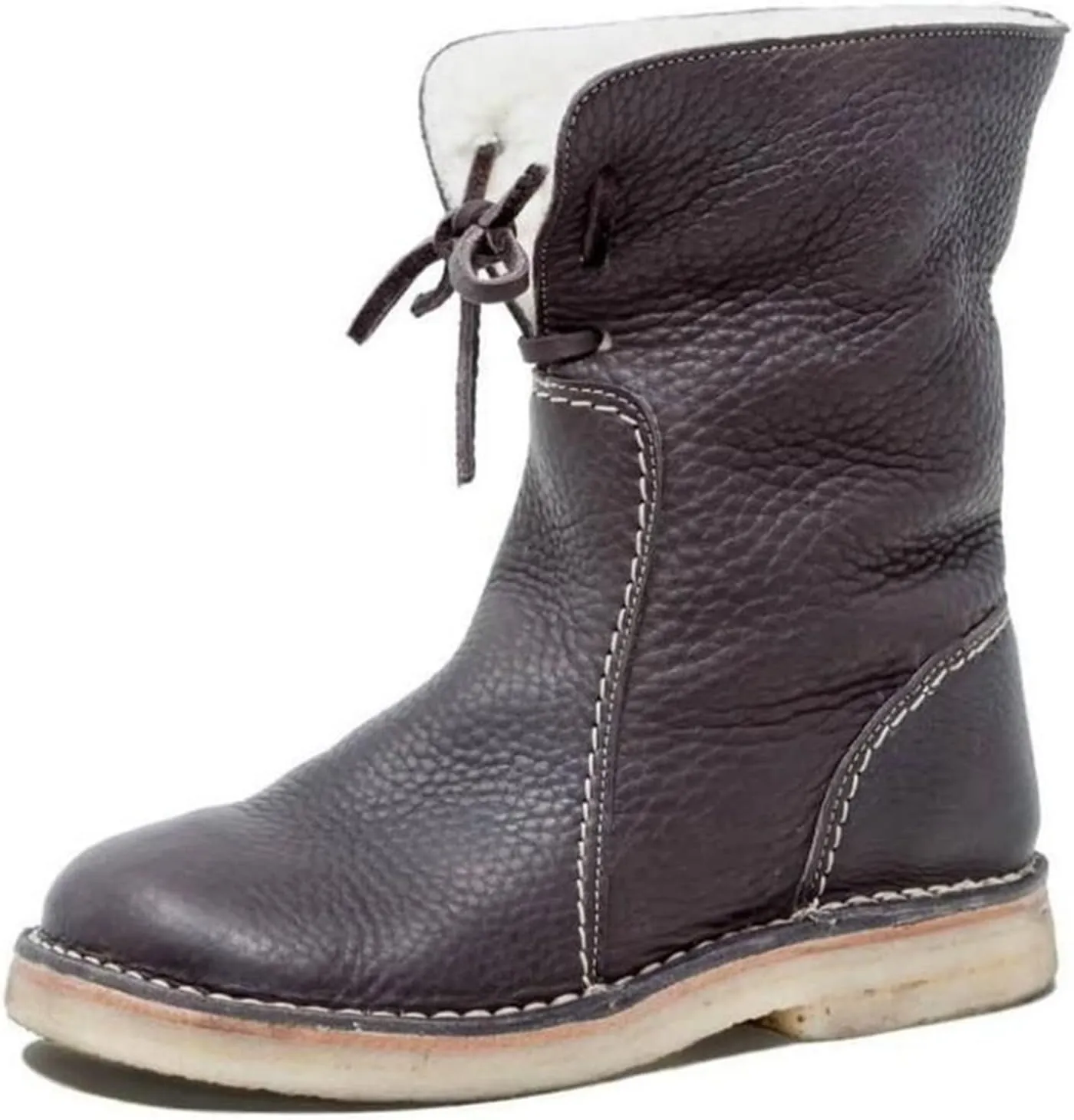 Ladmiple Snow Boots For Women Cute Tall Mid Calf Winter Boots Faux Fur Lined Slip On Ankle Booties Fashion Casual Warm Shoes