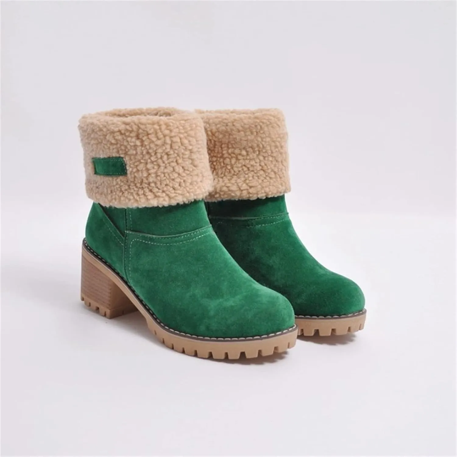 Ladmiple Snow Boots For Women Cute Tall Mid Calf Winter Shoes Fur Lined Warm Slip On Ankle Booties Anti Slip Walking Shoes