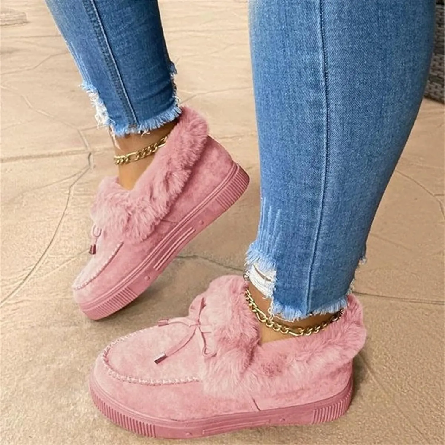 Ladmiple Winter Boots For Women 2023 Snow Warm Ankle Booties Slip On Outdoor Fur Lined Comfortable Fashion Walking Shoes