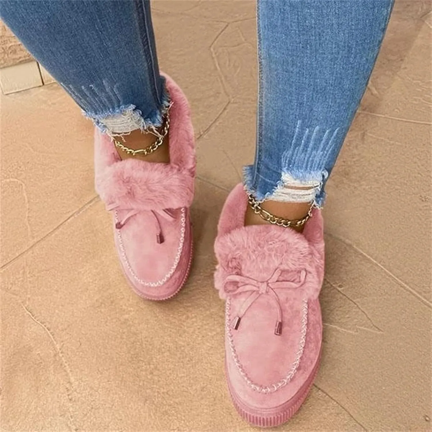 Ladmiple Winter Boots For Women 2023 Snow Warm Ankle Booties Slip On Outdoor Fur Lined Comfortable Fashion Walking Shoes