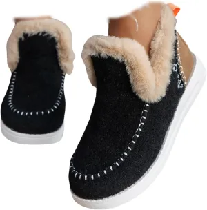 Ladmiple Winter Boots For Women 2024 Dressy Snow Boots Winter Shoes with Fur Lined Warm Slip On Ankle Booties Loafers Shoes
