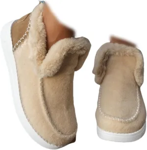 Ladmiple Winter Boots For Women 2024 Dressy Snow Boots Winter Shoes with Fur Lined Warm Slip On Ankle Booties Loafers Shoes