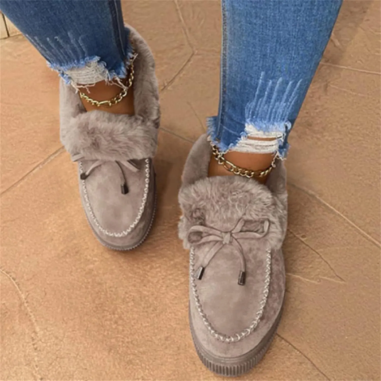 Ladmiple Winter Boots For Women Fashion Snow Boots Winter Shoes with Fur Lined Comfortable Warm Slip On Ankle Booties