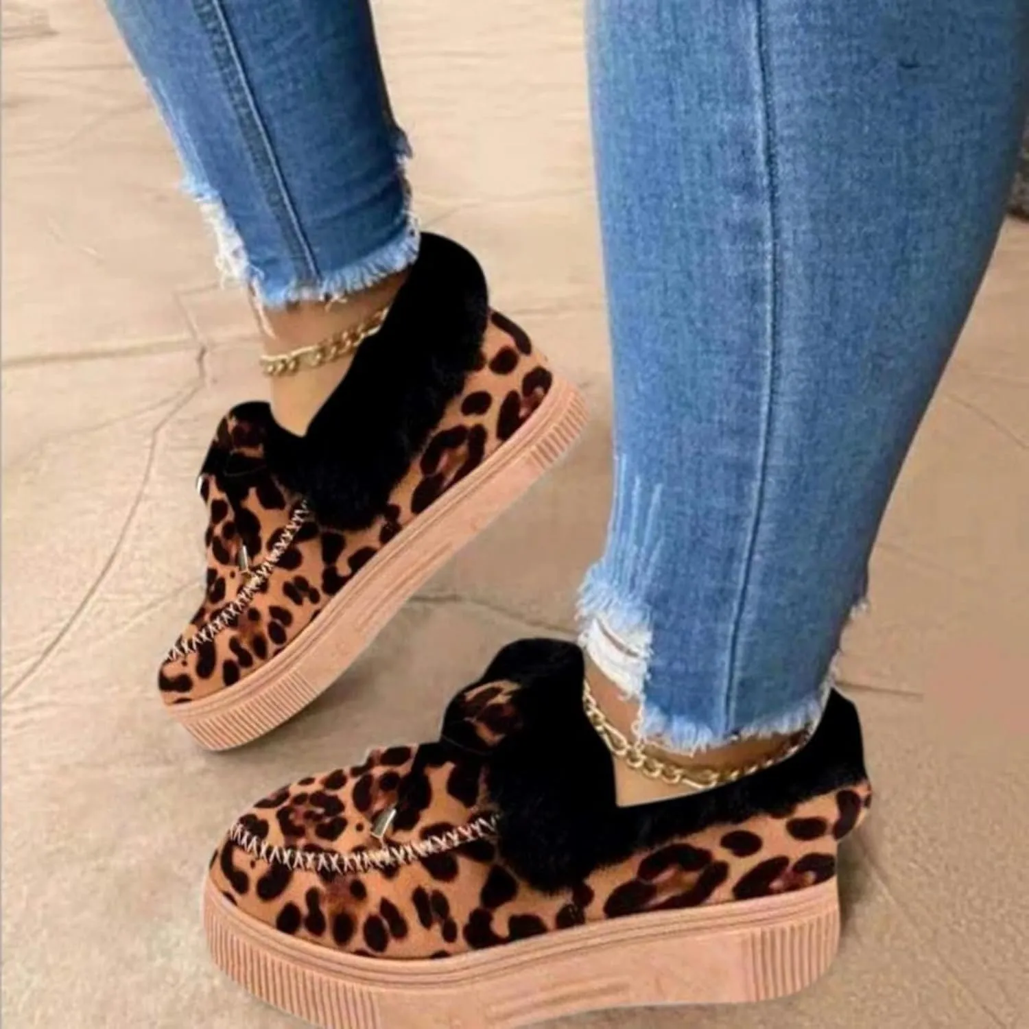 Ladmiple Winter Boots For Women Fashion Warm Fur Lined Snow Ankle Boots Outdoor Fashion Comfortable Slip On Short Booties