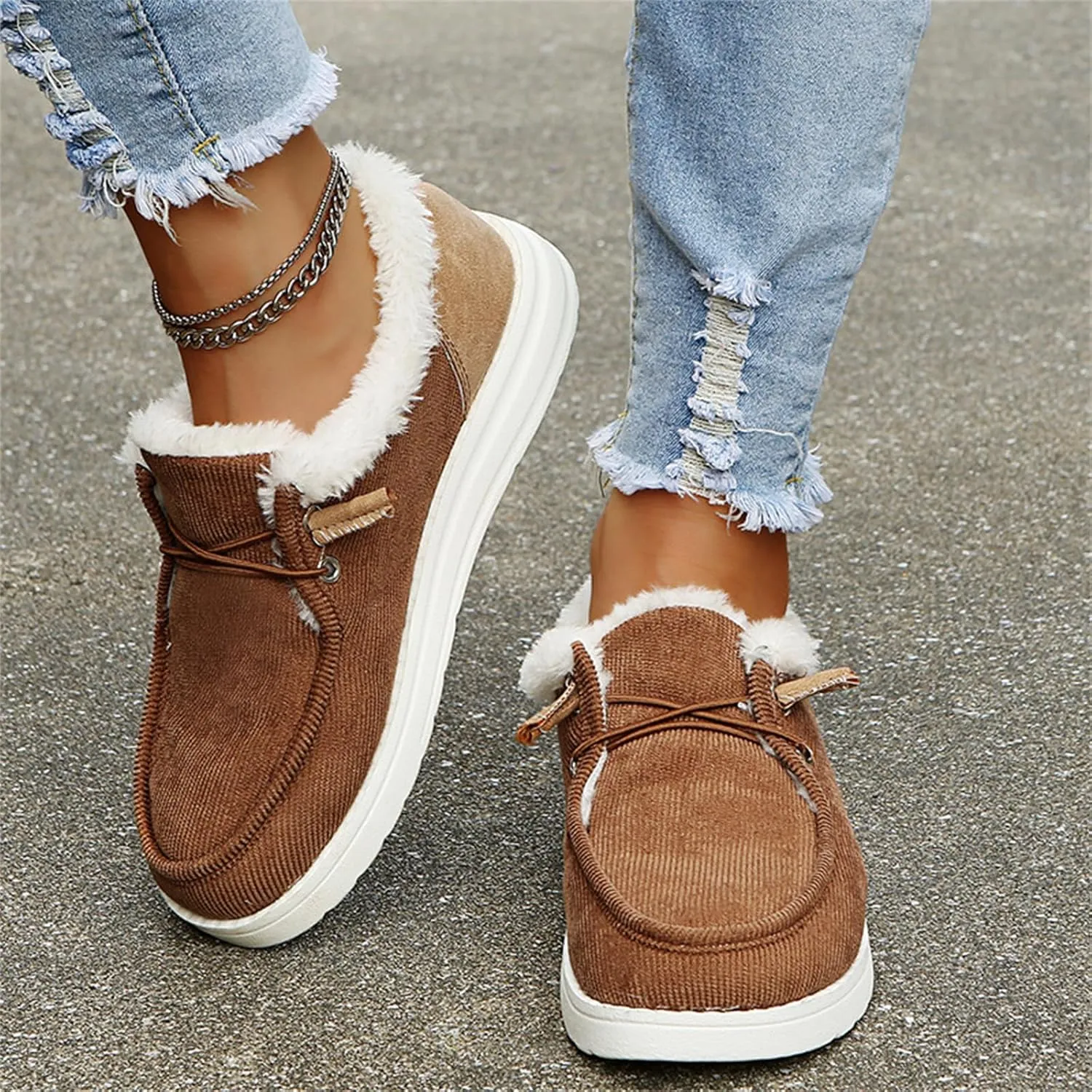 Ladmiple Winter Boots For Women Warm Snow Ankle Booties Comfortable Slip On Outdoor Fur Lined Thickening Walking Winter Shoes