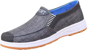 Lightweight Shoes Fashion All Season Men Casual Shoes Flat Round Toe Non Slip Cloth Upper Colorblock Comfortable Slip On