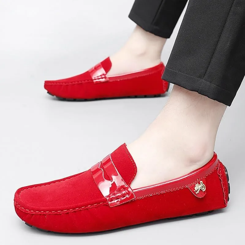 Loafers for Men Round Toe PU Leather Penny Driving Loafers Flexible Lightweight Flat Heel Classic Prom Slip On