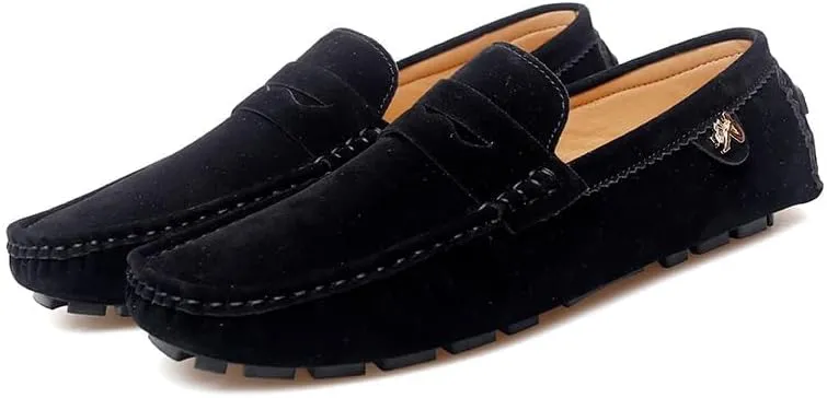 Loafers for Men Round Toe Suede Vamp Penny Driving Loafers Flexible Anti-Slip Resistant Walking Slip On