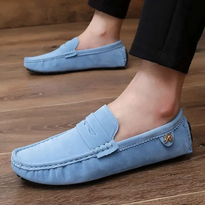 Loafers for Men Round Toe Suede Vamp Penny Driving Loafers Flexible Anti-Slip Resistant Walking Slip On