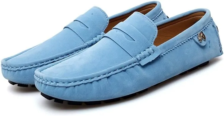 Loafers for Men Round Toe Suede Vamp Penny Driving Loafers Flexible Anti-Slip Resistant Walking Slip On