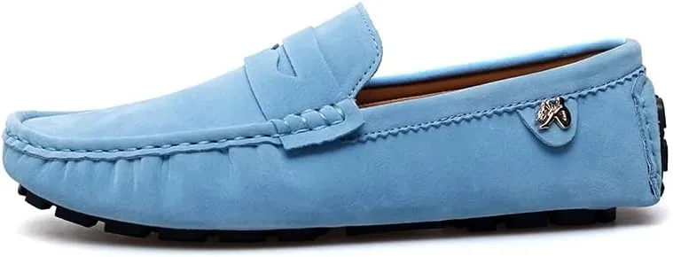 Loafers for Men Round Toe Suede Vamp Penny Driving Loafers Flexible Anti-Slip Resistant Walking Slip On