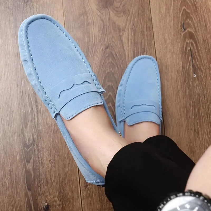 Loafers for Men Round Toe Suede Vamp Penny Driving Loafers Flexible Anti-Slip Resistant Walking Slip On