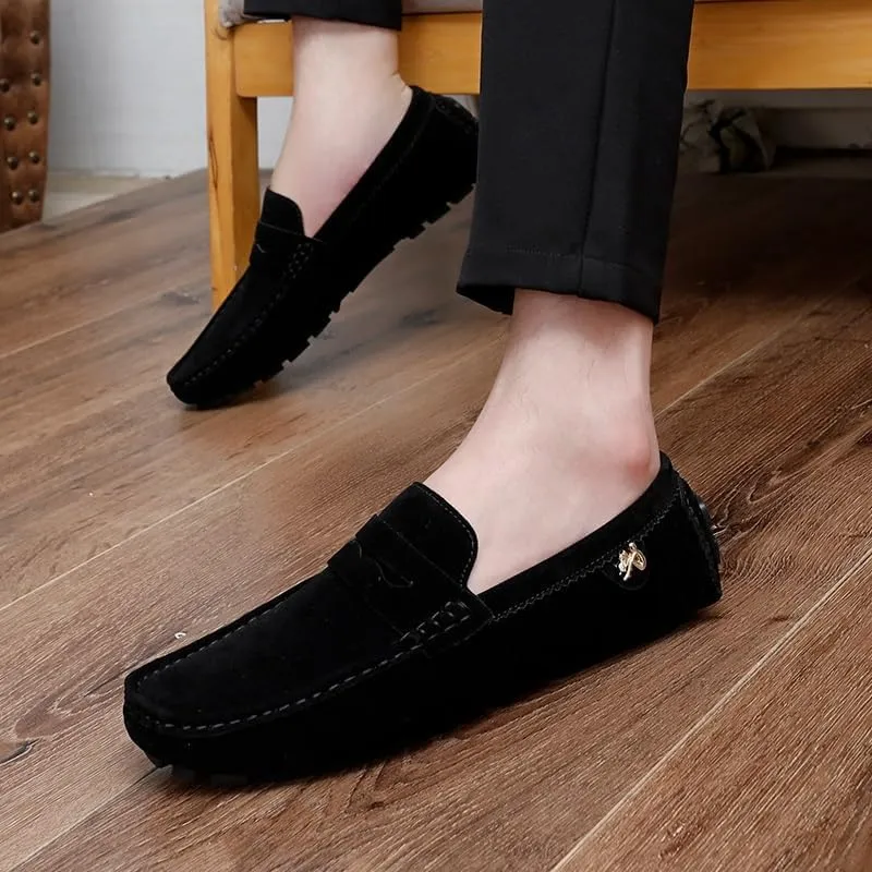 Loafers for Men Round Toe Suede Vamp Penny Driving Loafers Flexible Anti-Slip Resistant Walking Slip On
