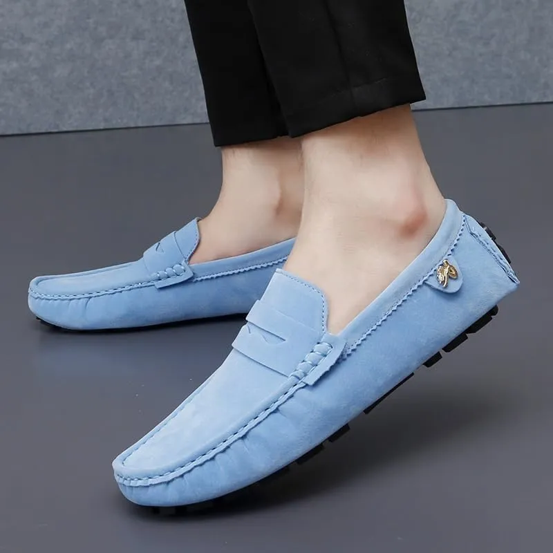 Loafers for Men Round Toe Suede Vamp Penny Driving Loafers Flexible Anti-Slip Resistant Walking Slip On