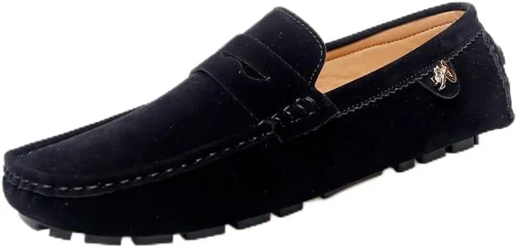 Loafers for Men Round Toe Suede Vamp Penny Driving Loafers Flexible Anti-Slip Resistant Walking Slip On