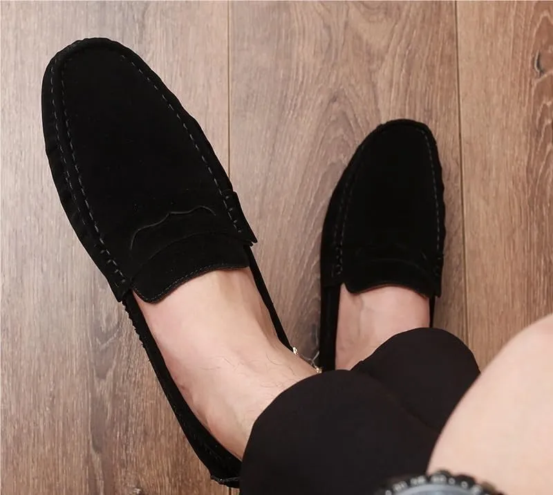 Loafers for Men Round Toe Suede Vamp Penny Driving Loafers Flexible Anti-Slip Resistant Walking Slip On