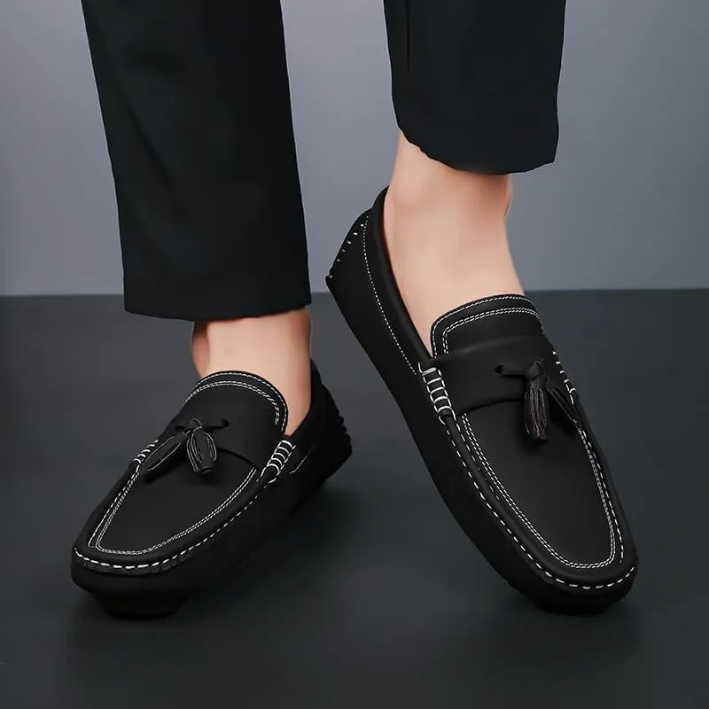 Loafers for Men Round Toe Suede with Tassel Penny Driving Loafers Flexible Comfortable Flat Heel Classic Wedding Slip-on