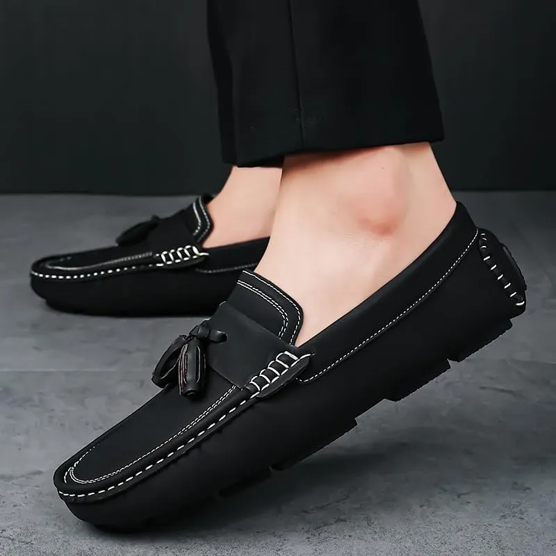 Loafers for Men Round Toe Suede with Tassel Penny Driving Loafers Flexible Comfortable Flat Heel Classic Wedding Slip-on