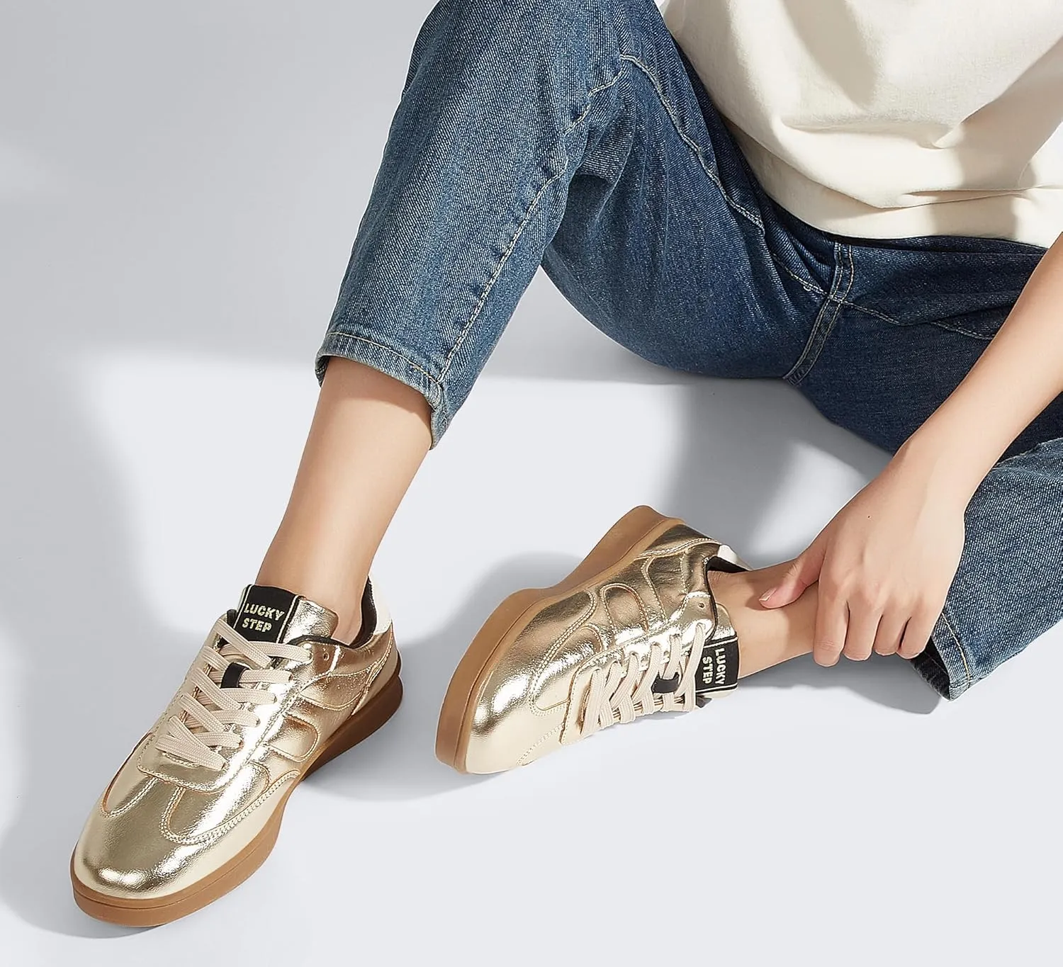 LUCKY STEP Women's Retro Fashion Sneakers Classic Casual Walking Shoes Non Slip Comfort Skate Shoes