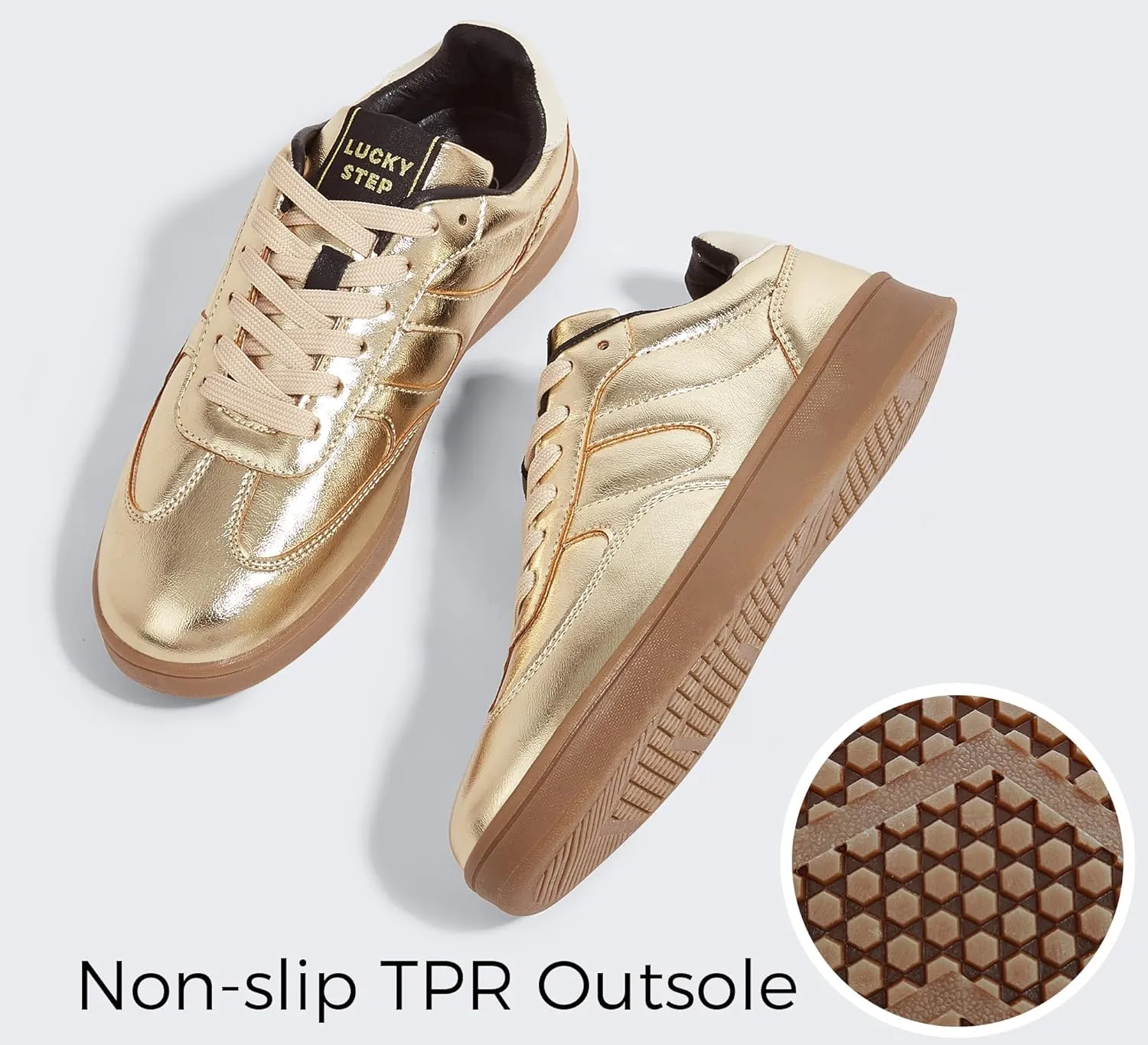 LUCKY STEP Women's Retro Fashion Sneakers Classic Casual Walking Shoes Non Slip Comfort Skate Shoes