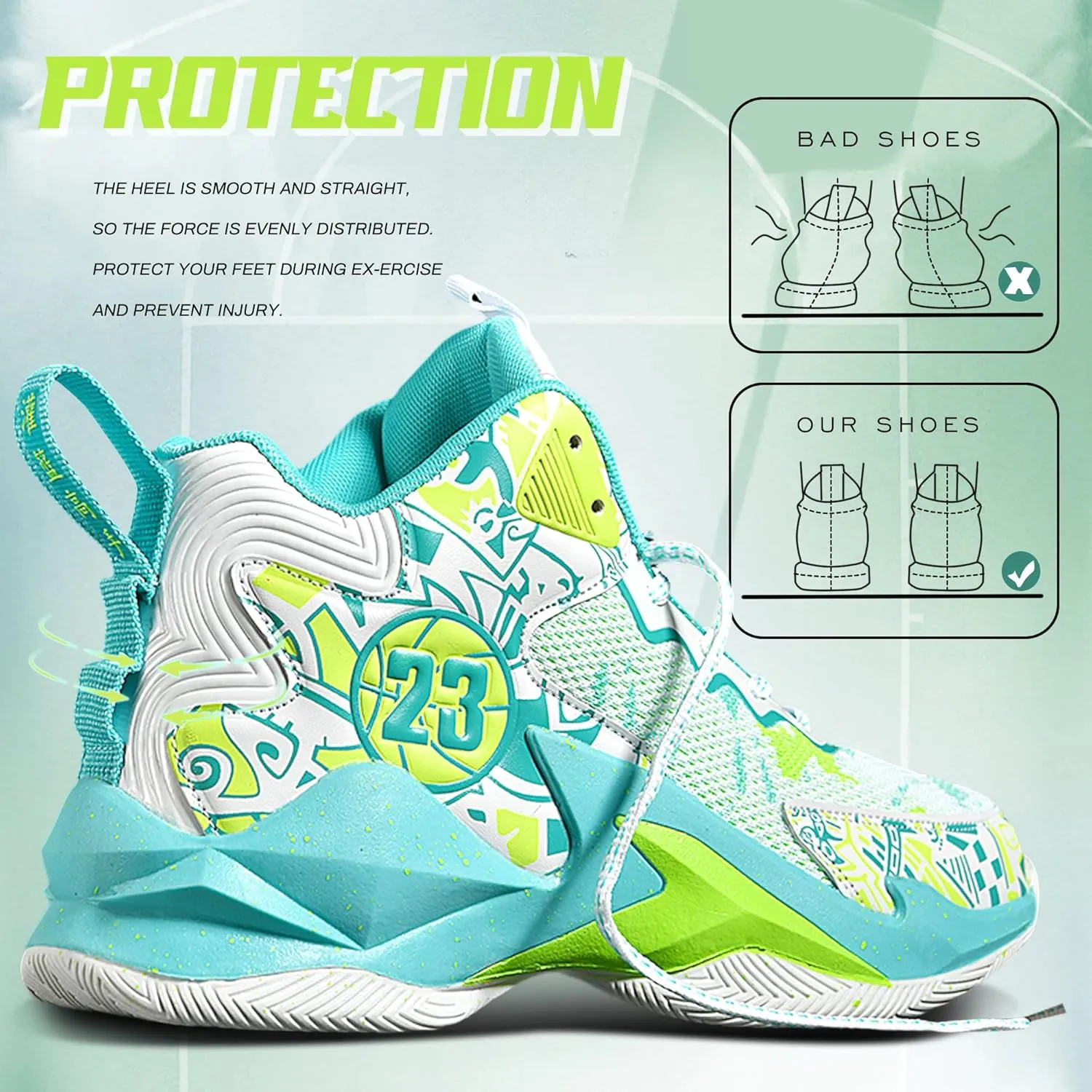 Men's Basketball Shoes Breathable Anti Slip Fashionable Graffiti Training Shoes Outdoor Shoes