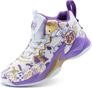 Men's Basketball Shoes Breathable Anti Slip Fashionable Graffiti Training Shoes Outdoor Shoes