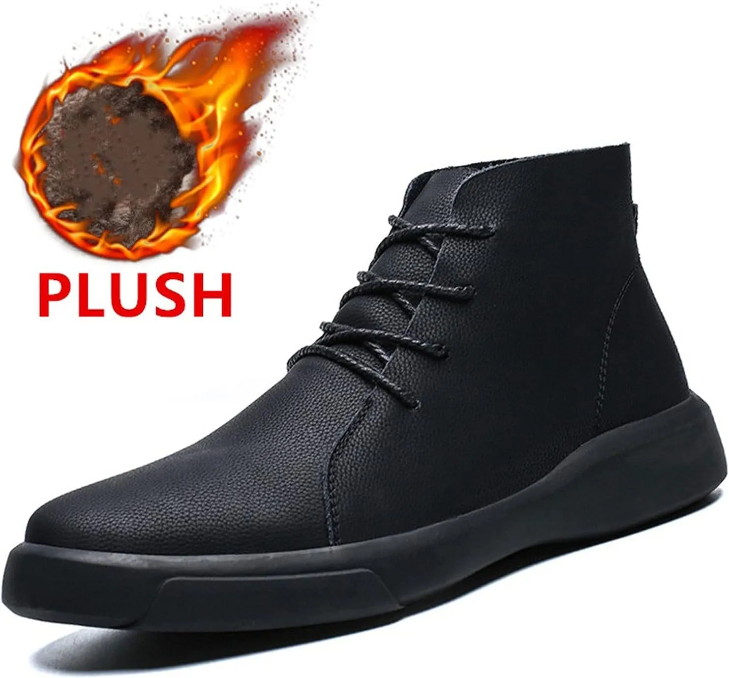 Mens Boots Winter Men Snow Boots Fashion Lace-up Ankle Boots Genuine Leather Warm Plush Men Boots Autumn Outdoor Men Shoes 38-47