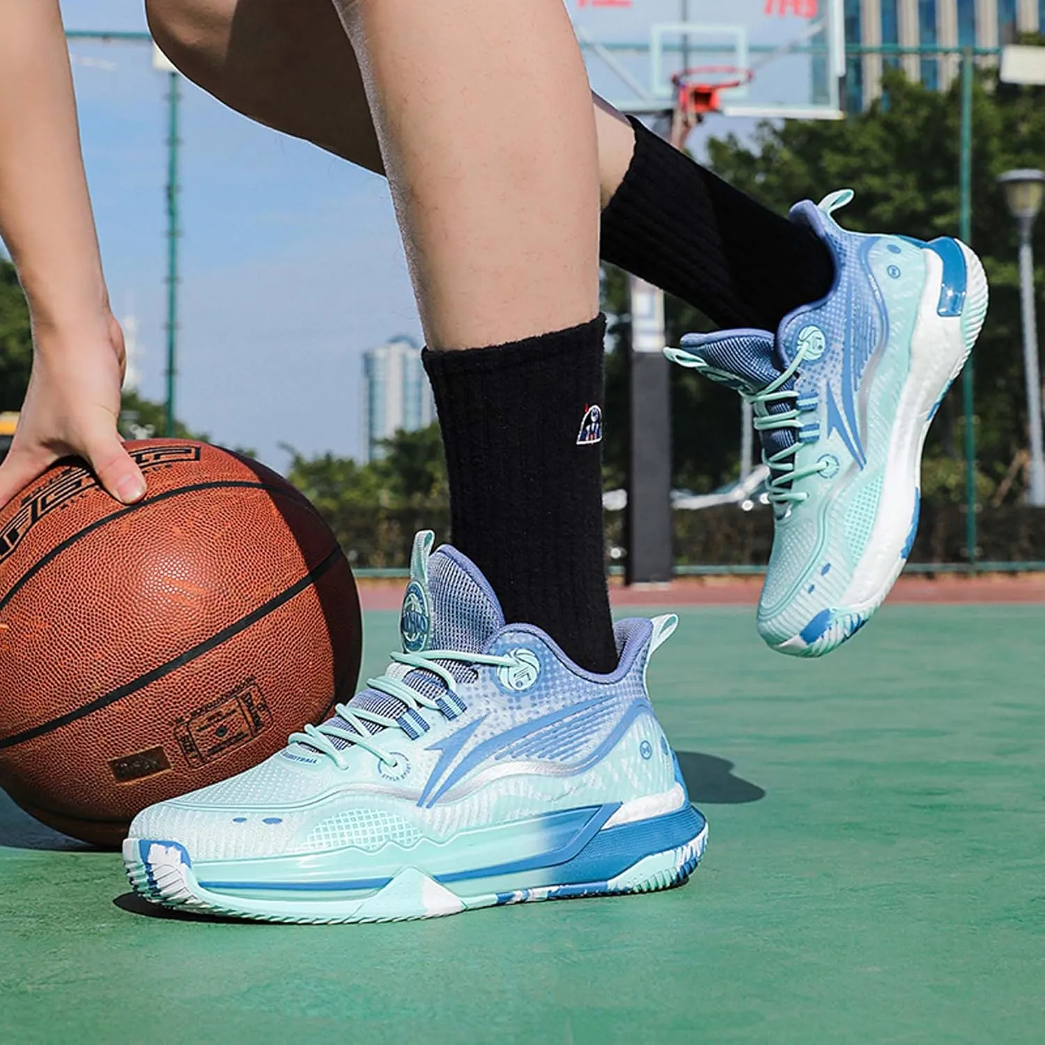 Men's Breathable high top Arch Support Casual Basketball Shoes, Anti Slip Outdoor Training Sports Shoes