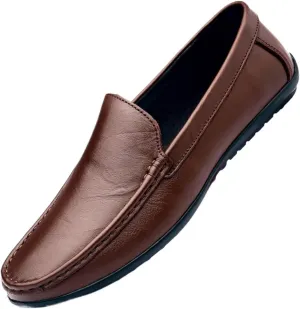 Men's Breathable Leather Loafers – Lightweight Slip-On Driving Shoes with Flexible Anti-Slip Sole and Fashionable Design