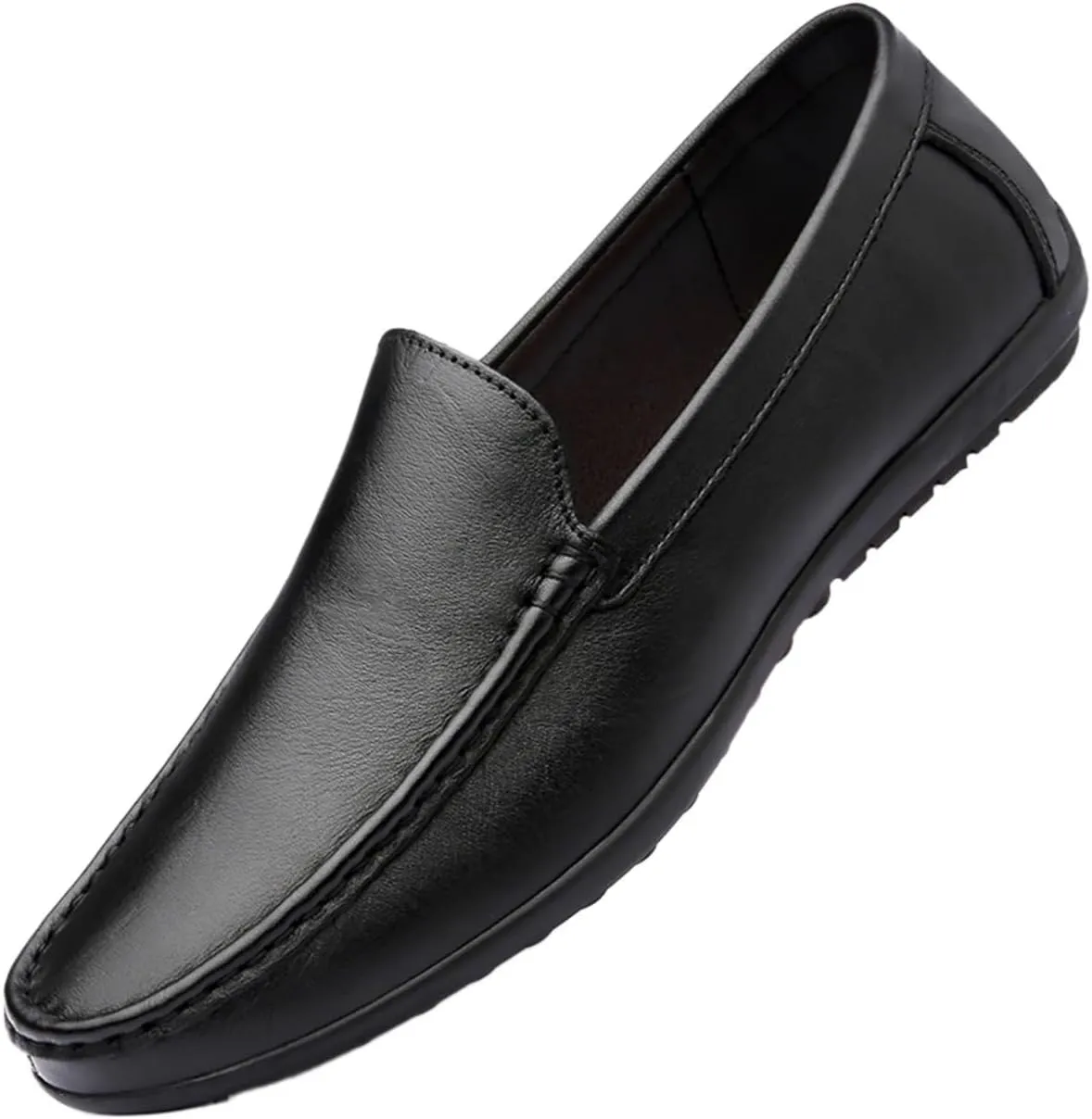 Men's Breathable Leather Loafers – Lightweight Slip-On Driving Shoes with Flexible Anti-Slip Sole and Fashionable Design