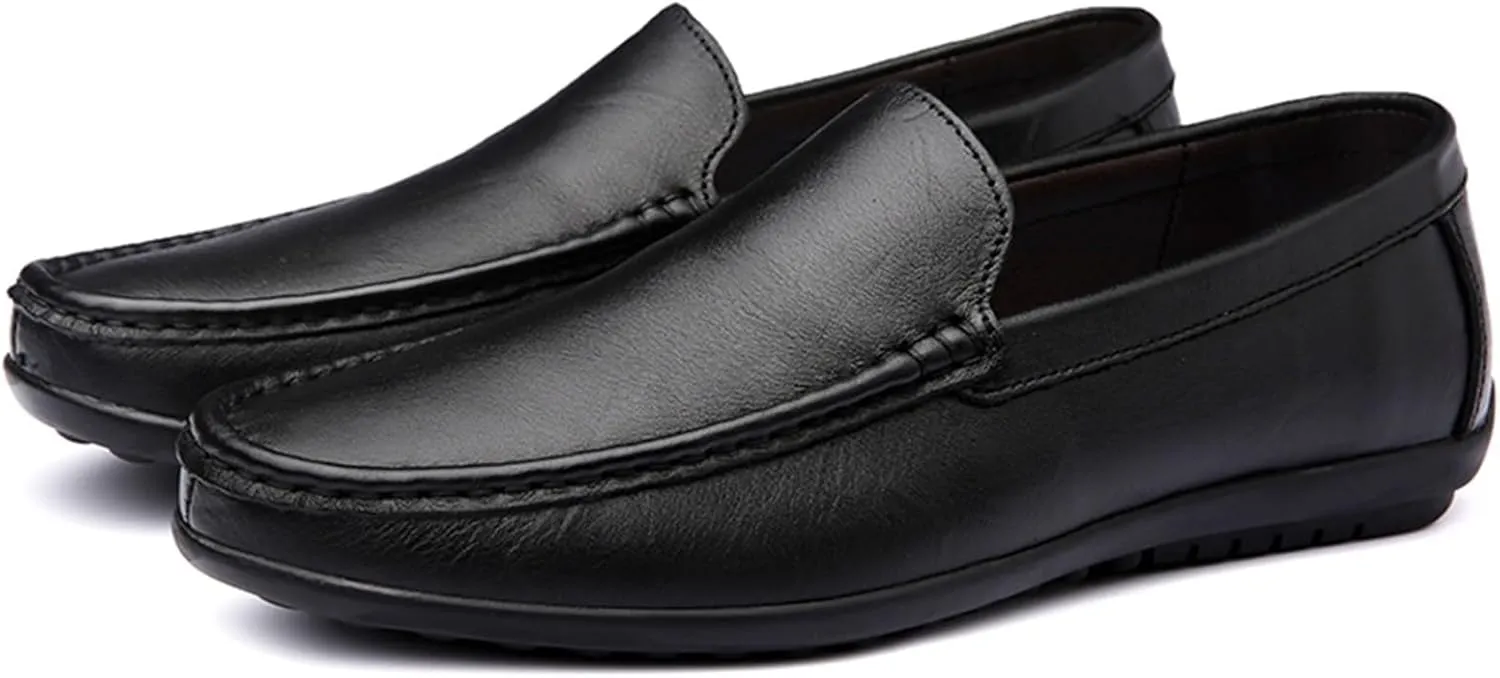 Men's Breathable Leather Loafers – Lightweight Slip-On Driving Shoes with Flexible Anti-Slip Sole and Fashionable Design