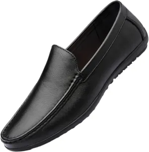 Men's Breathable Leather Loafers – Lightweight Slip-On Driving Shoes with Flexible Anti-Slip Sole and Fashionable Design