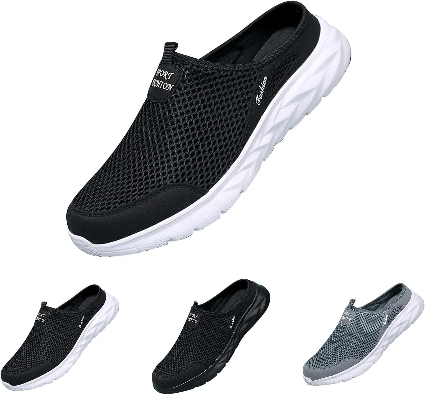 Mens Casual Shoes Fashion Men Mesh Slip On Flat Bottom Lightweight Mesh Breathable Slippers Wide Lightweight Breathable Fashion Solid Color Outdoor Walking Shoes